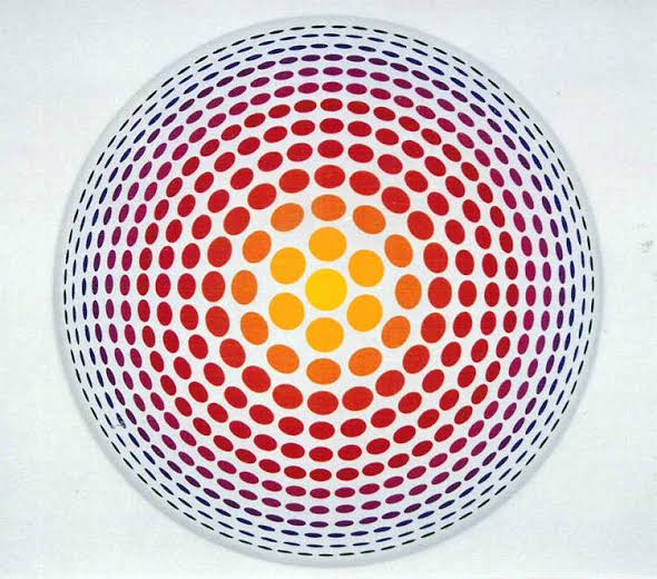 Optical art composition by Stanford Slutsky with geometric visual movement
